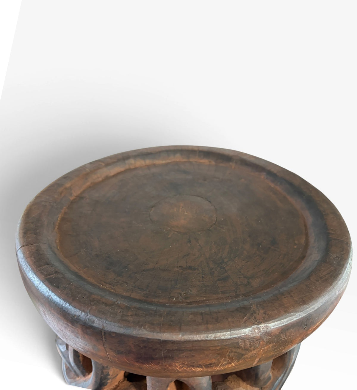 #1275 Vintage Tribal Nobility Bamileke Spiral  Stool/ Side Table Cameroon 16" H