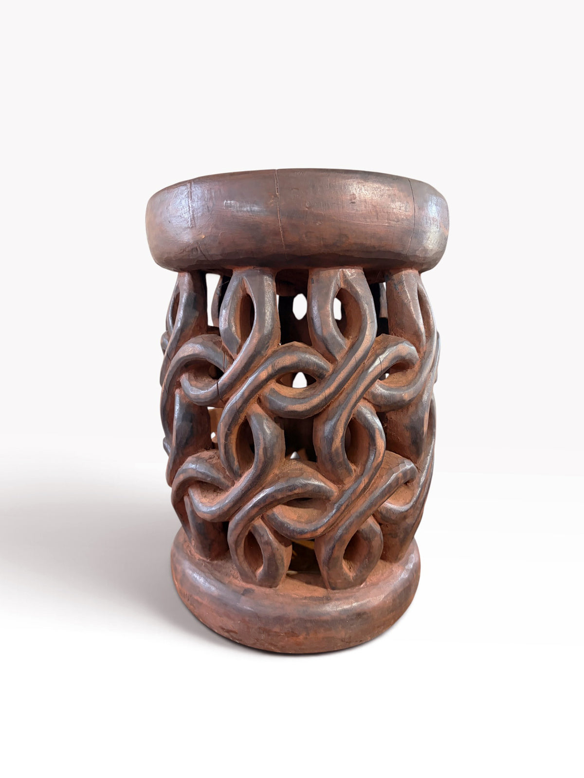 #1275 Vintage Tribal Nobility Bamileke Spiral  Stool/ Side Table Cameroon 16" H