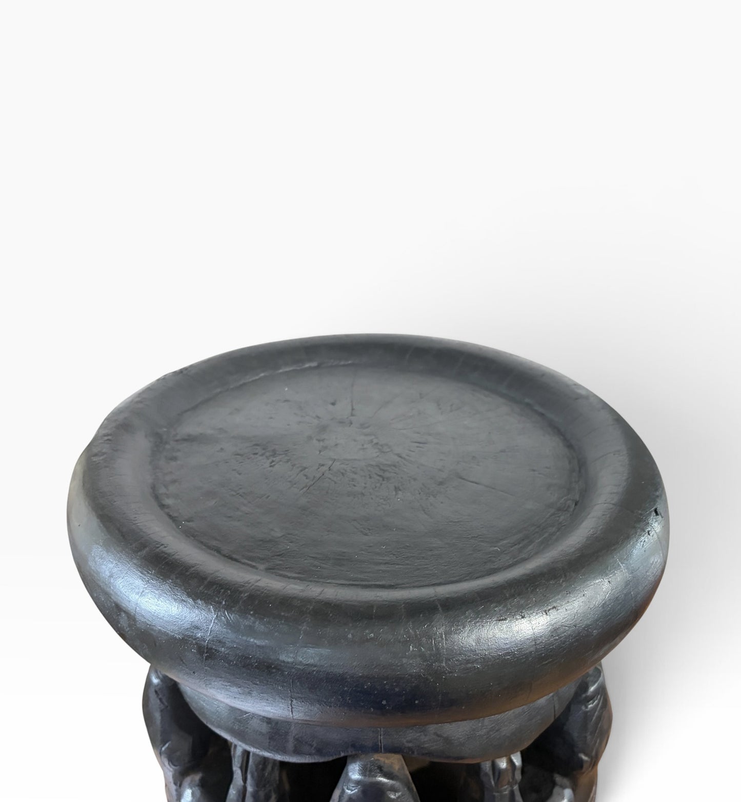 #1281 Vintage Tribal Nobility Bamileke Crocodile Stool/Table Cameroon 16" H