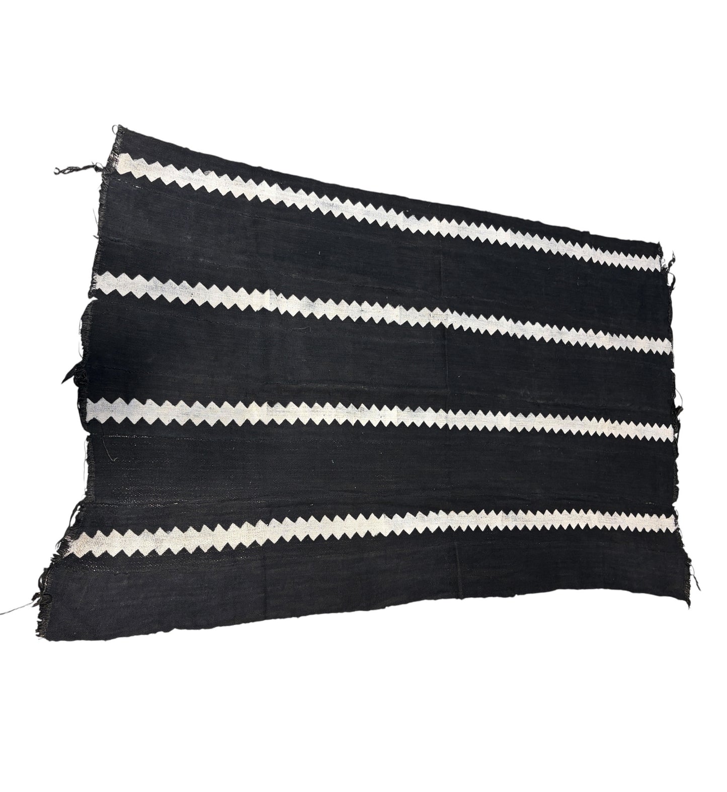 #3486  Vintage  African Black and White  Mud Cloth Textile Mali 63" by 38"