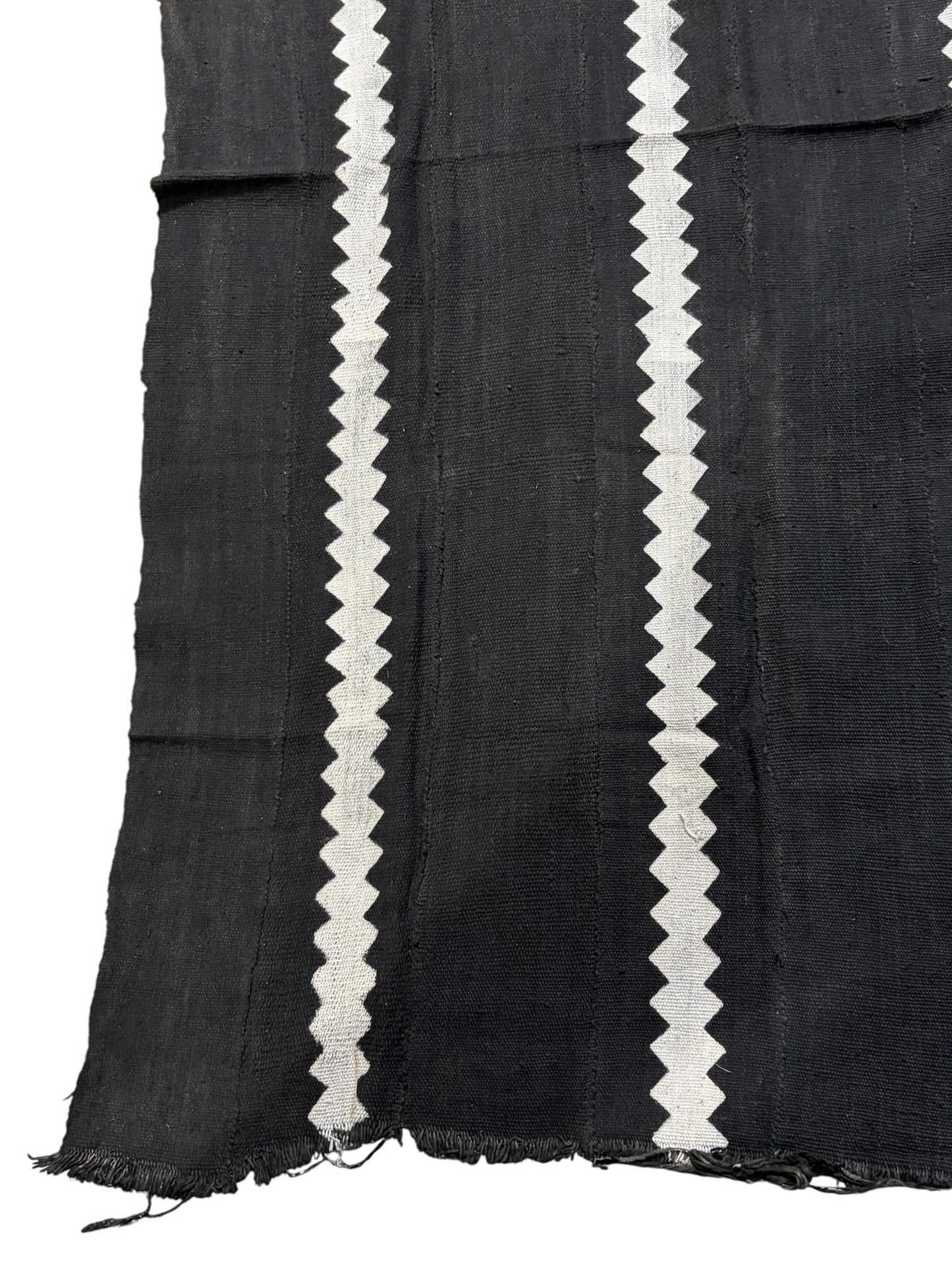 #3486  Vintage  African Black and White  Mud Cloth Textile Mali 63" by 38"