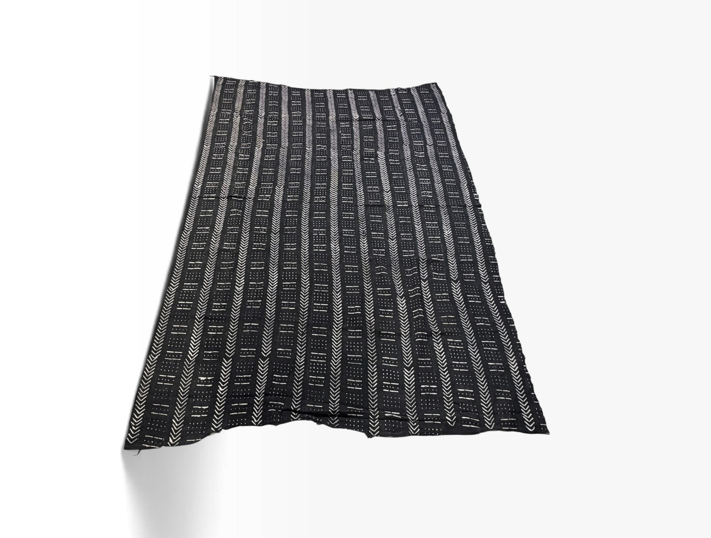 #103 Lg Vintage Malian Black & White Mud Cloth Textile 88" by 62"