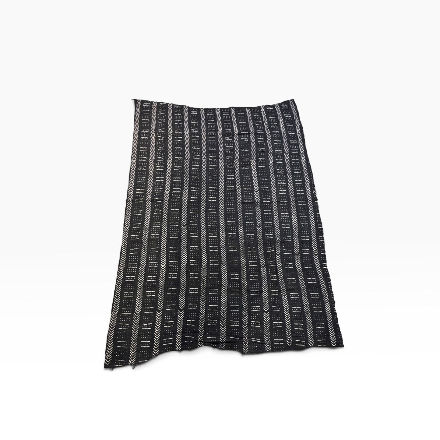 #103 Lg Vintage Malian Black & White Mud Cloth Textile 88" by 62"