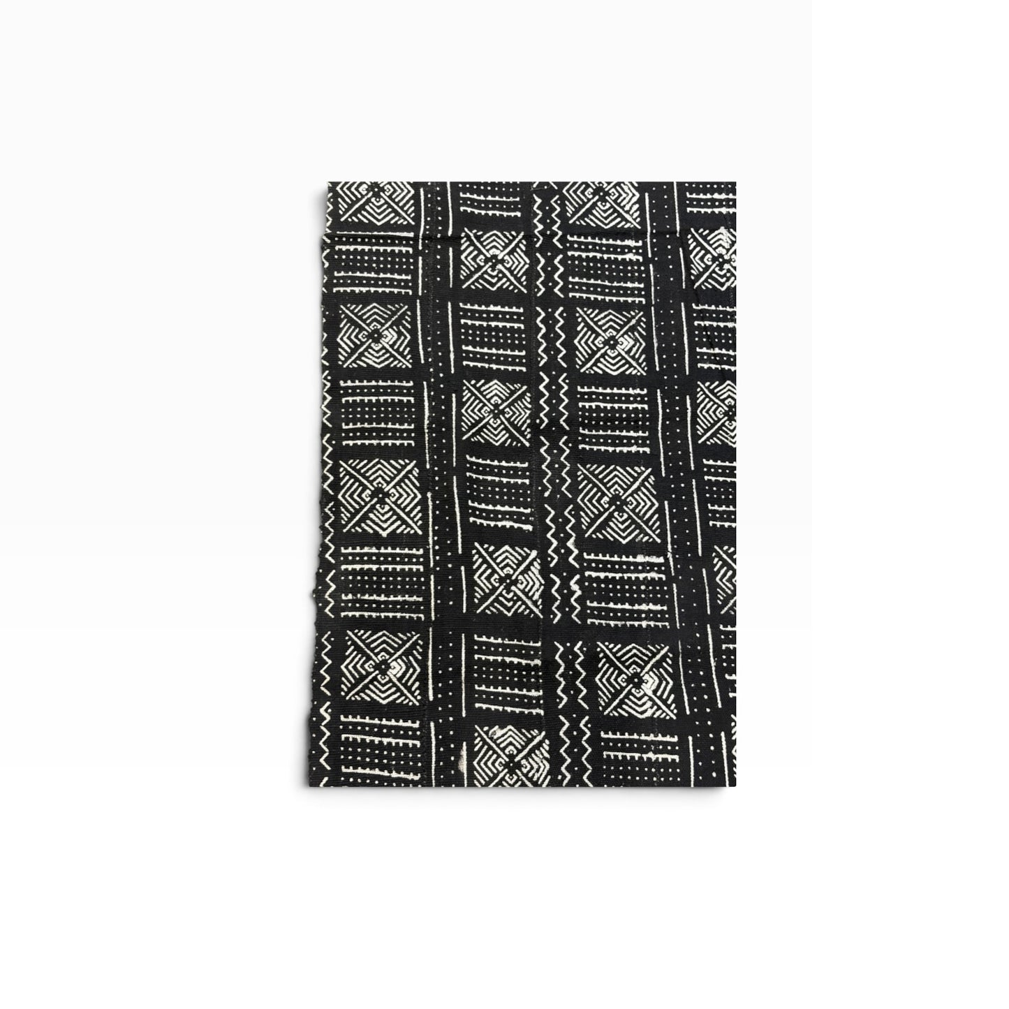 # MB29  Vintage  African Black and White  Mud Cloth Textile Mali 61" by 42"