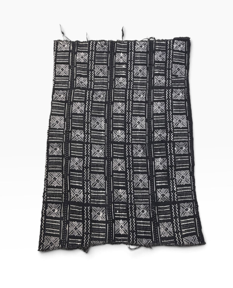 # MB29  Vintage  African Black and White  Mud Cloth Textile Mali 61" by 42"