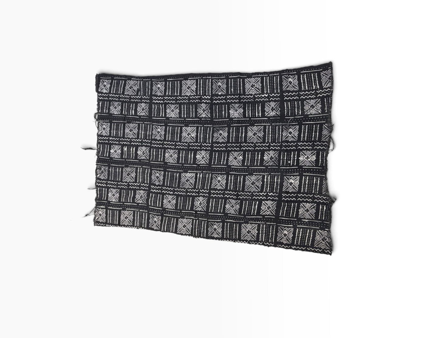 # MB29  Vintage  African Black and White  Mud Cloth Textile Mali 61" by 42"