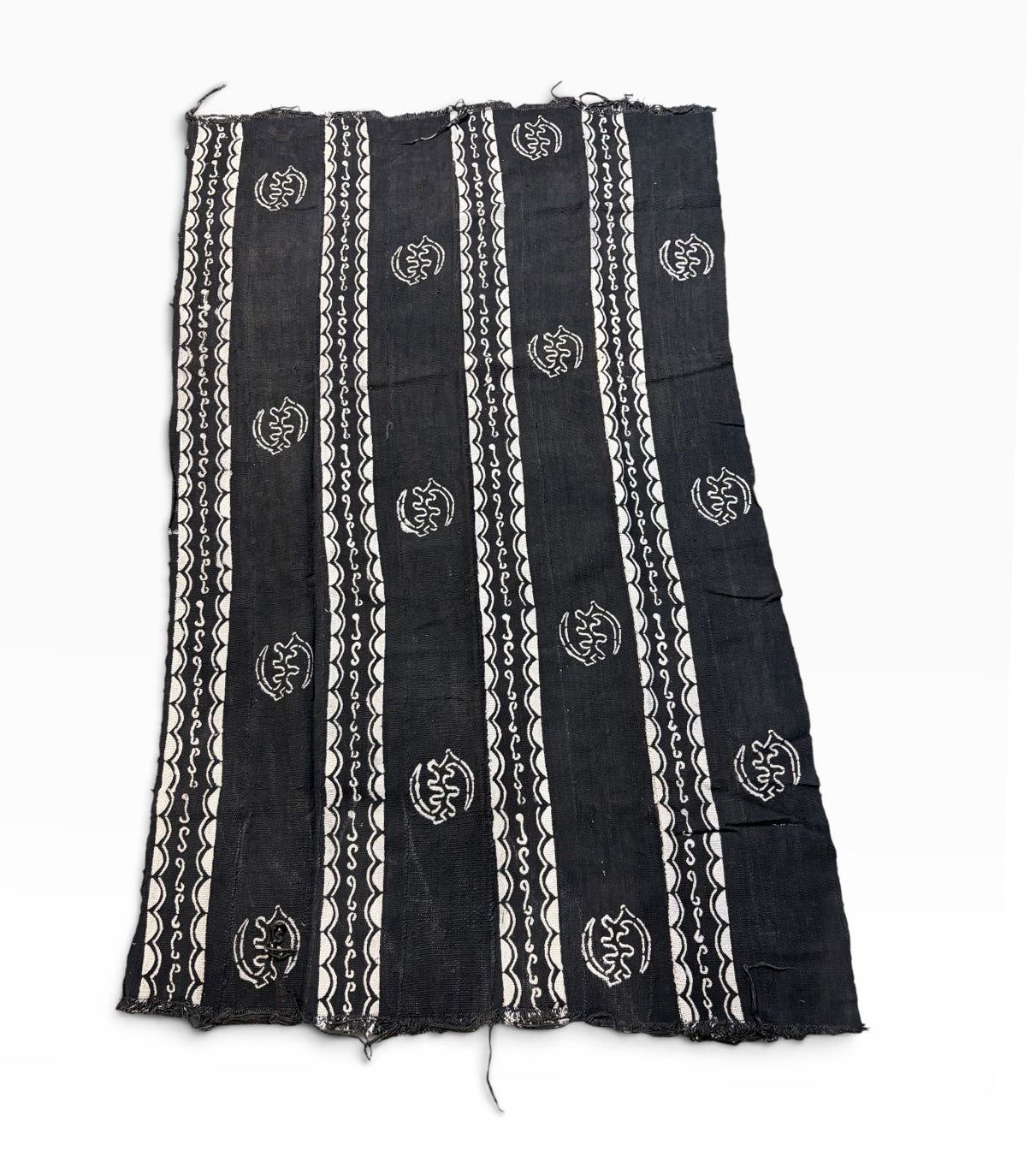 # 560  Vintage  African Black and White  Mud Cloth Textile Mali 66" by 41"
