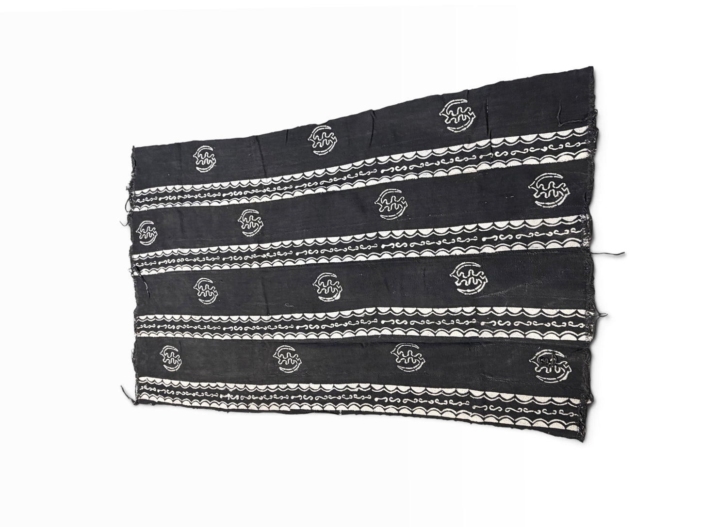 # 560  Vintage  African Black and White  Mud Cloth Textile Mali 66" by 41"