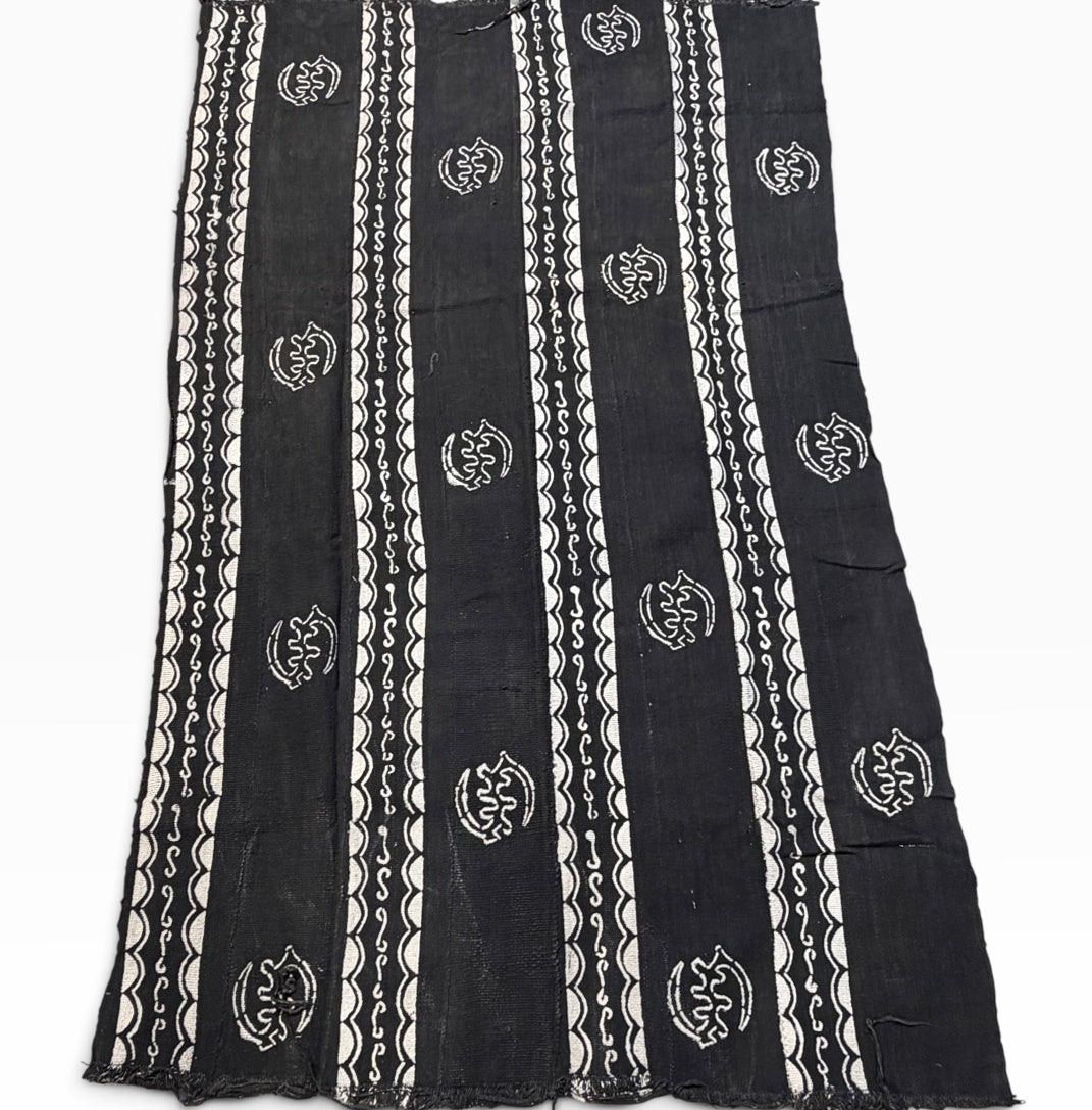 # 560  Vintage  African Black and White  Mud Cloth Textile Mali 66" by 41"