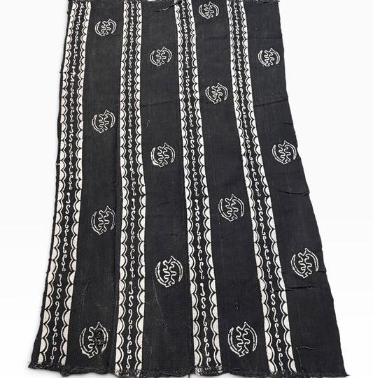 # 560  Vintage  African Black and White  Mud Cloth Textile Mali 66" by 41"
