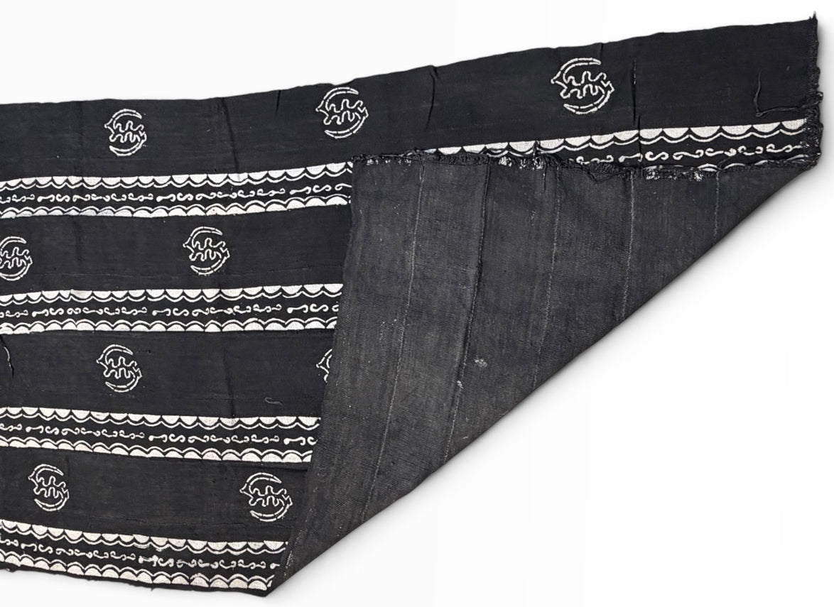 # 560  Vintage  African Black and White  Mud Cloth Textile Mali 66" by 41"