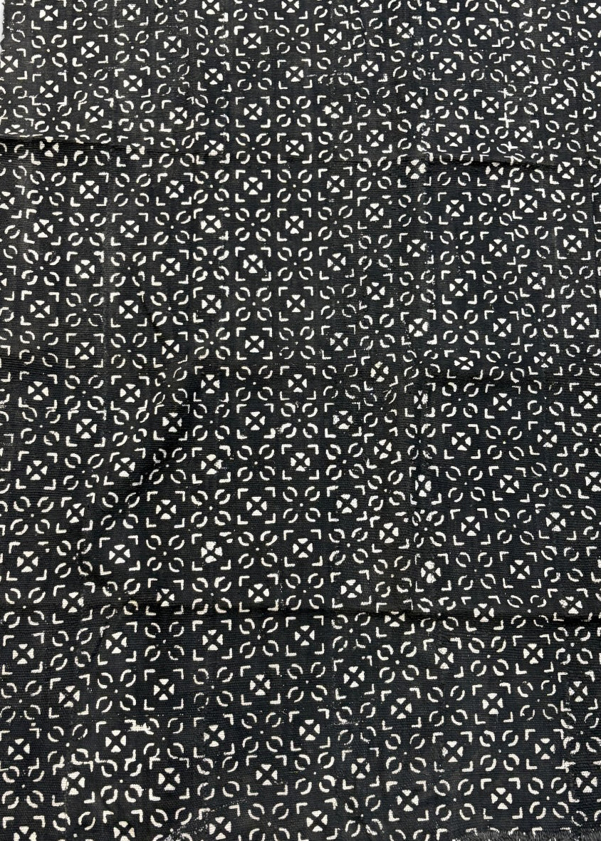 # 6A Vintage  African Black and White  Mud Cloth Textile Mali 63" by 40"