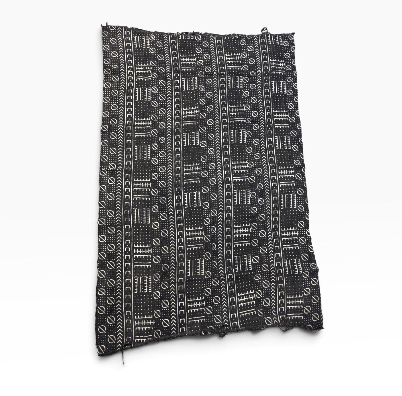 # 575  Vintage  African Black and White  Mud Cloth Textile Mali 60" by 40"