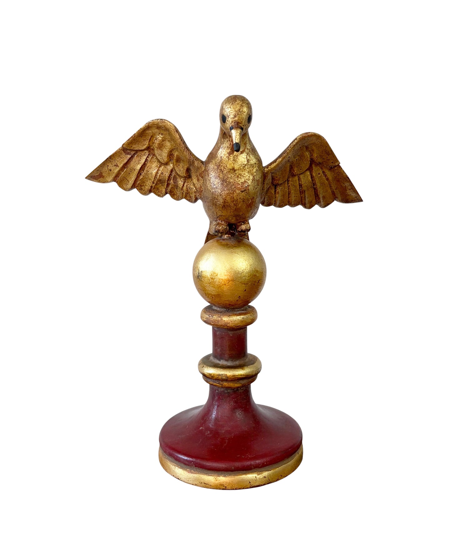 #722 European Carved Wood Bird Sculpture on Finial 9.5" H