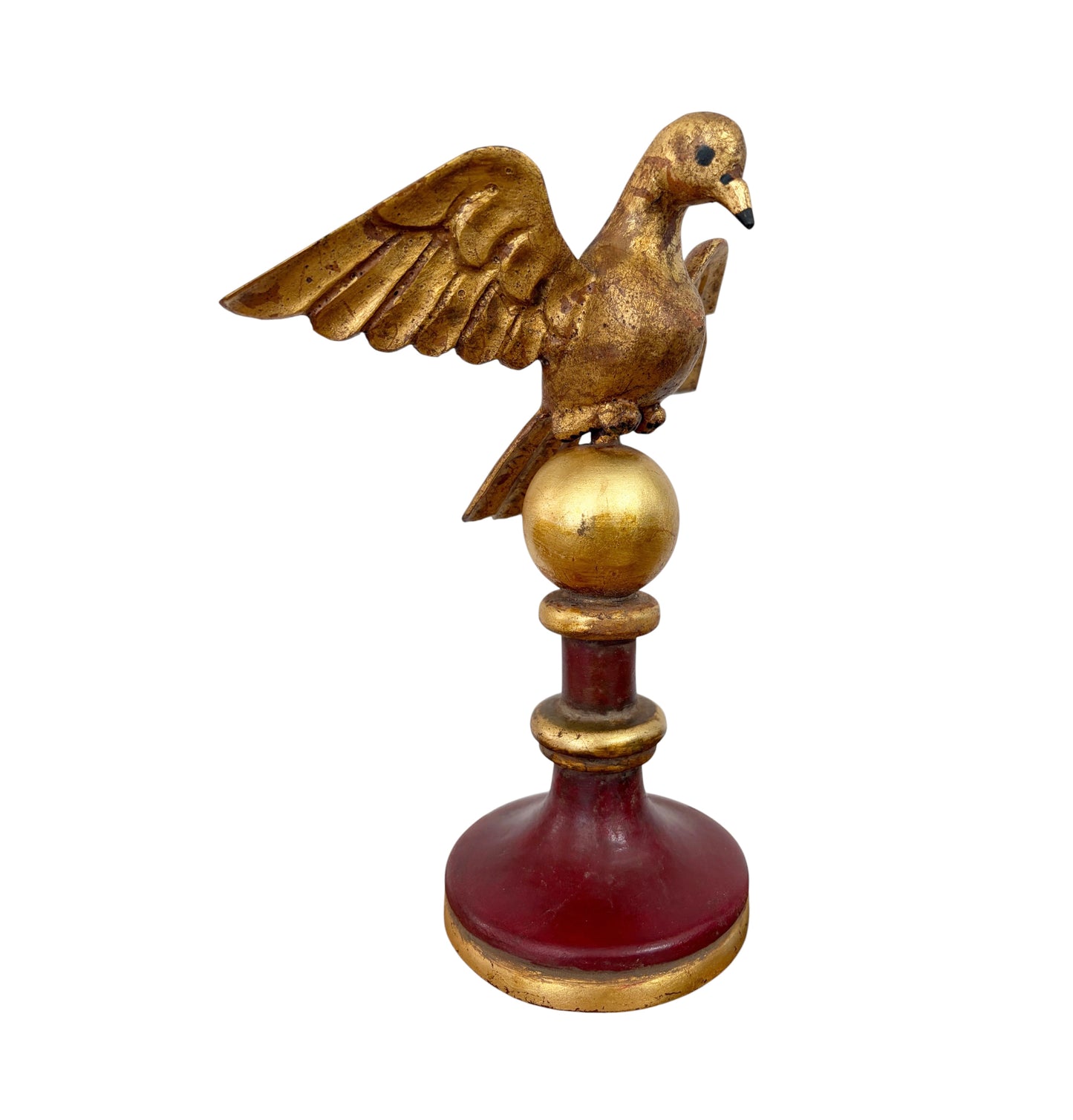 #722 European Carved Wood Bird Sculpture on Finial 9.5" H