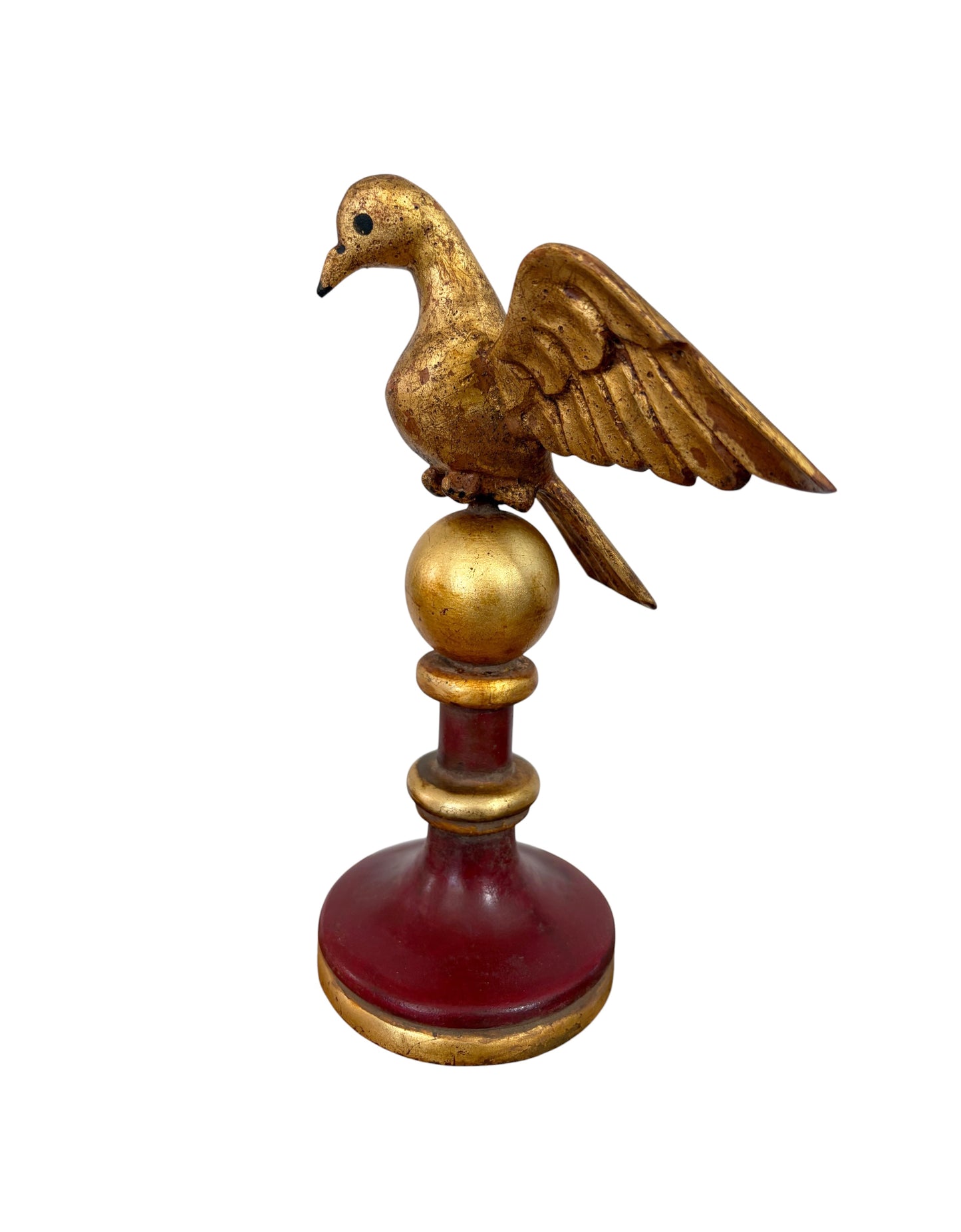 #722 European Carved Wood Bird Sculpture on Finial 9.5" H