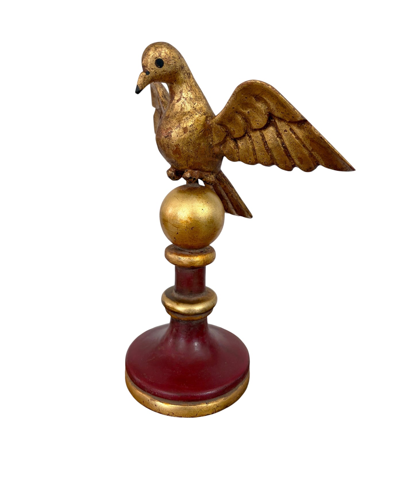 #722 European Carved Wood Bird Sculpture on Finial 9.5" H