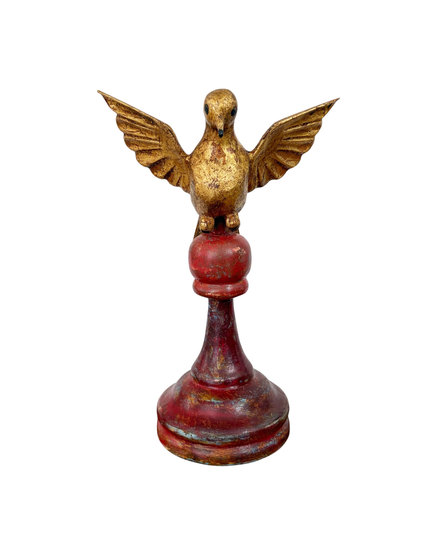 #723 European Carved Wood Bird Sculpture on Finial 8" H