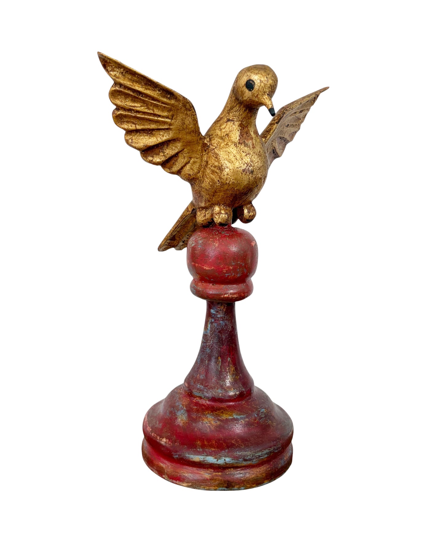 #723 European Carved Wood Bird Sculpture on Finial 8" H