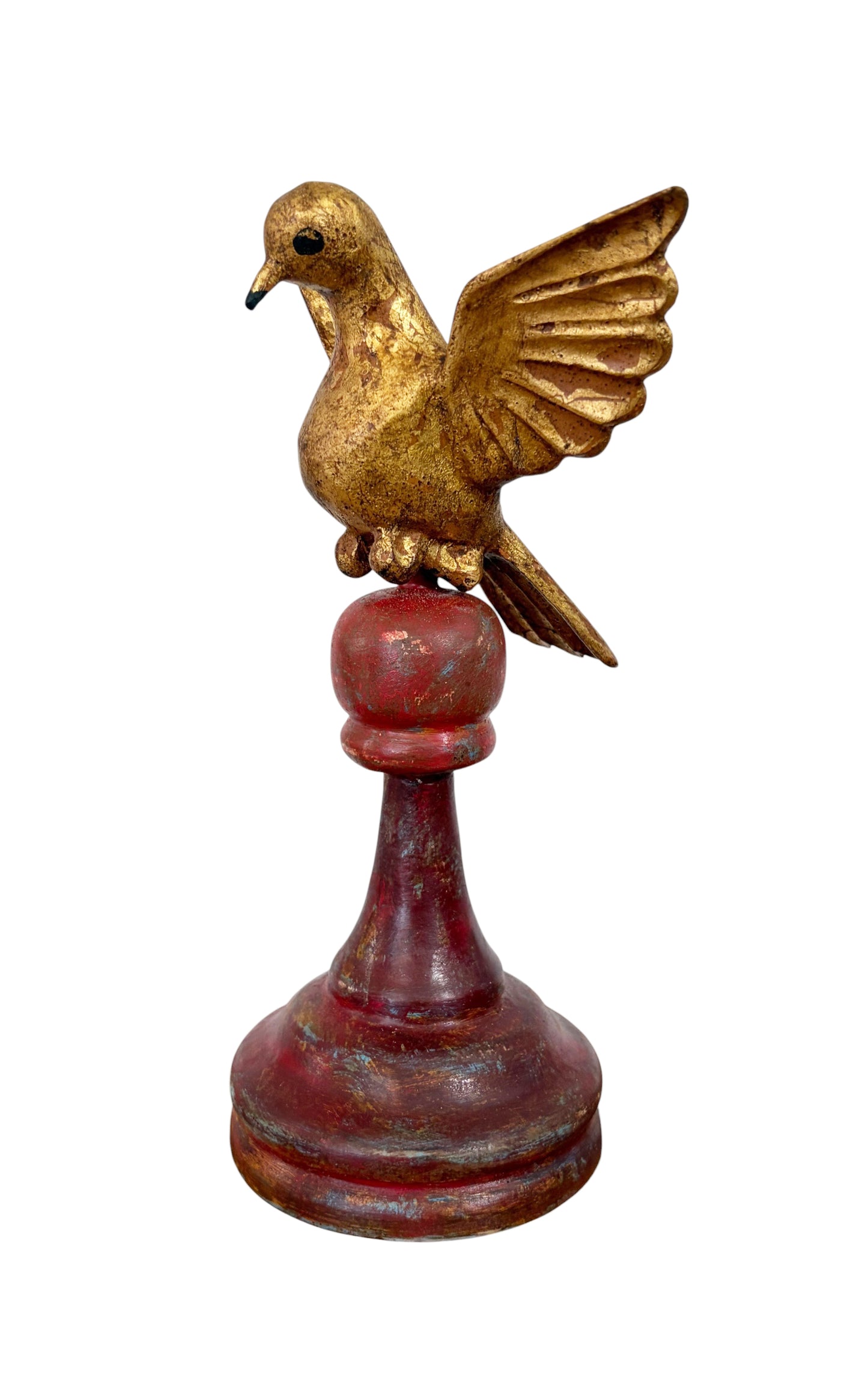 #723 European Carved Wood Bird Sculpture on Finial 8" H