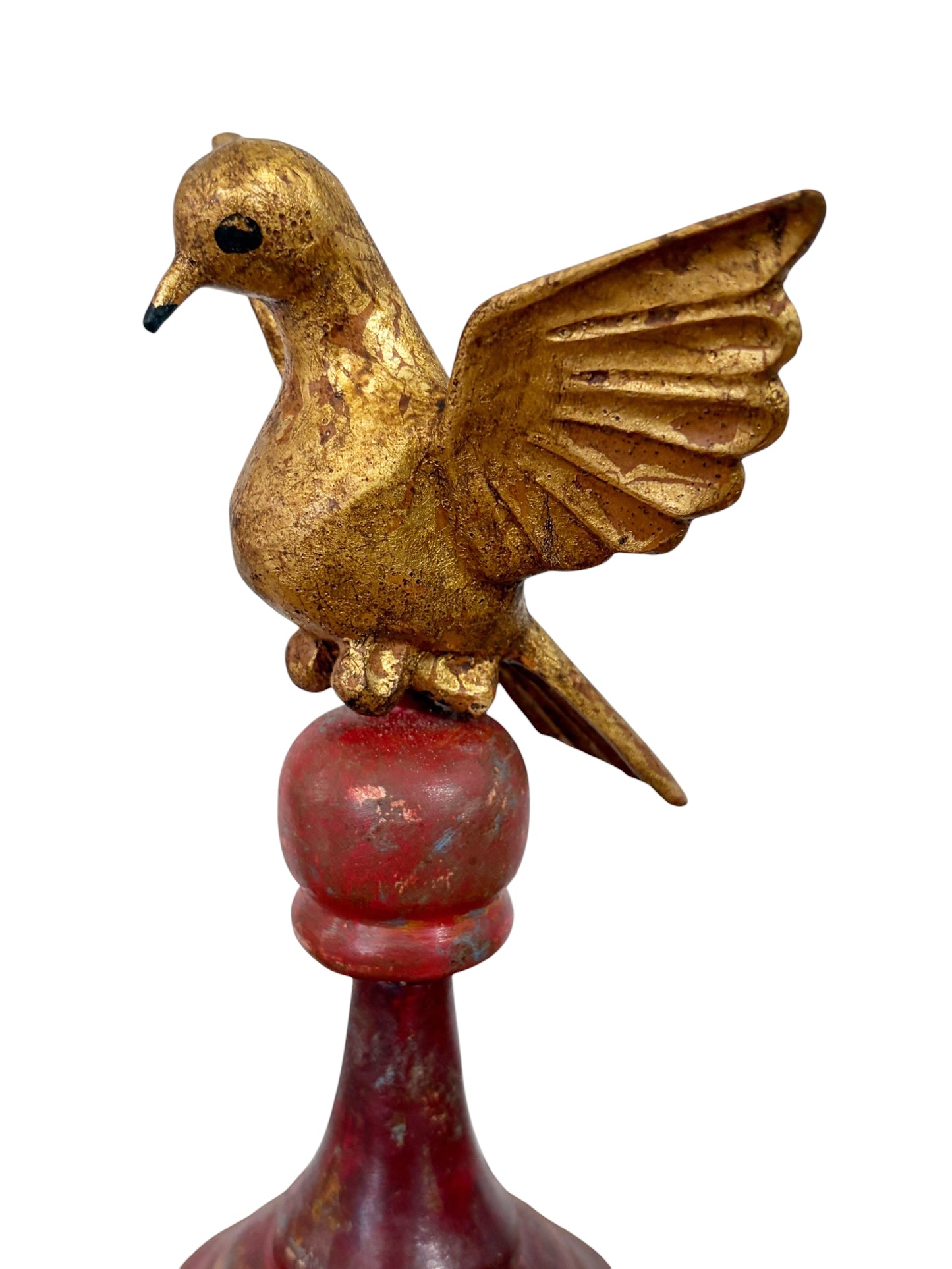 #723 European Carved Wood Bird Sculpture on Finial 8" H