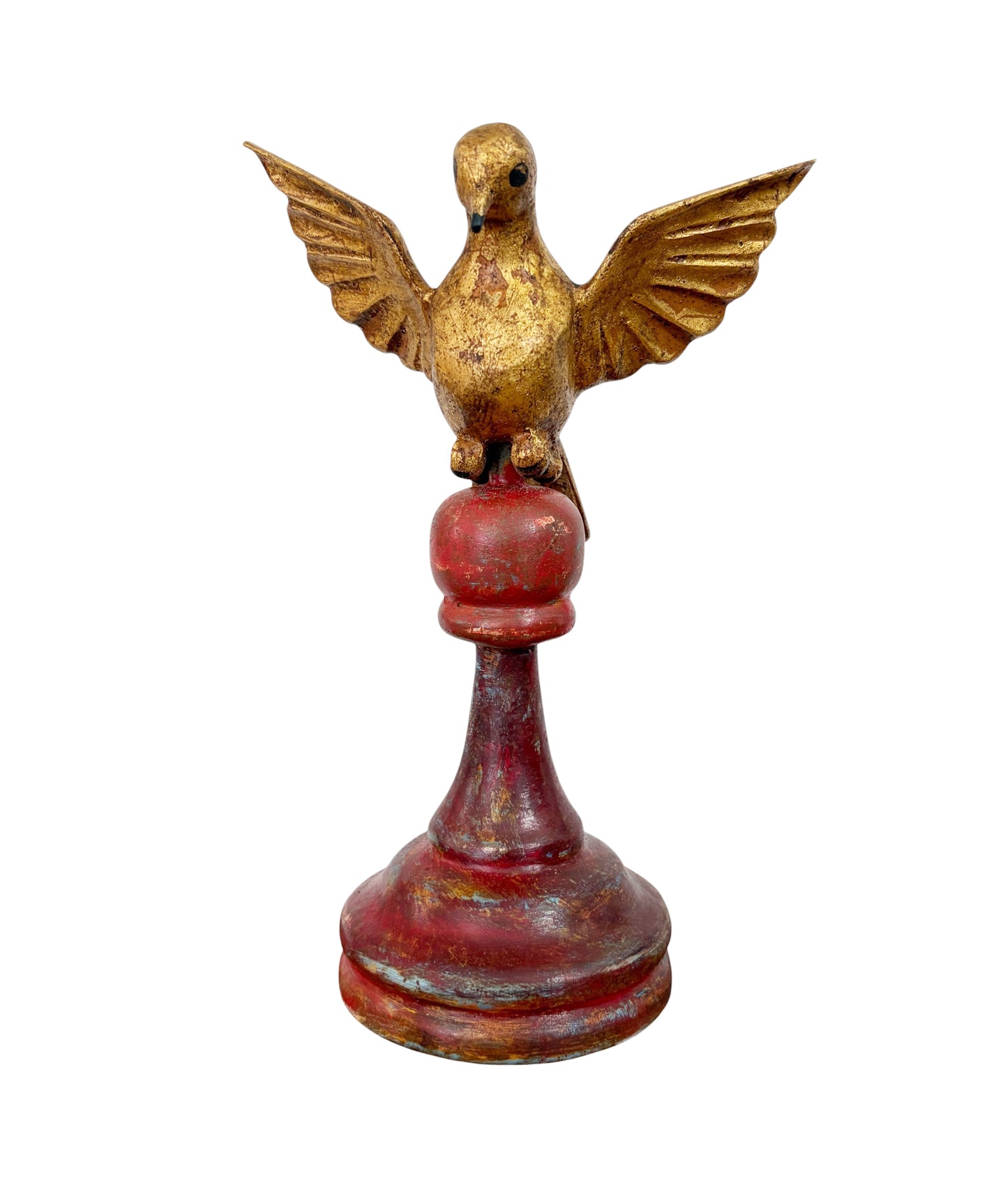 #723 European Carved Wood Bird Sculpture on Finial 8" H