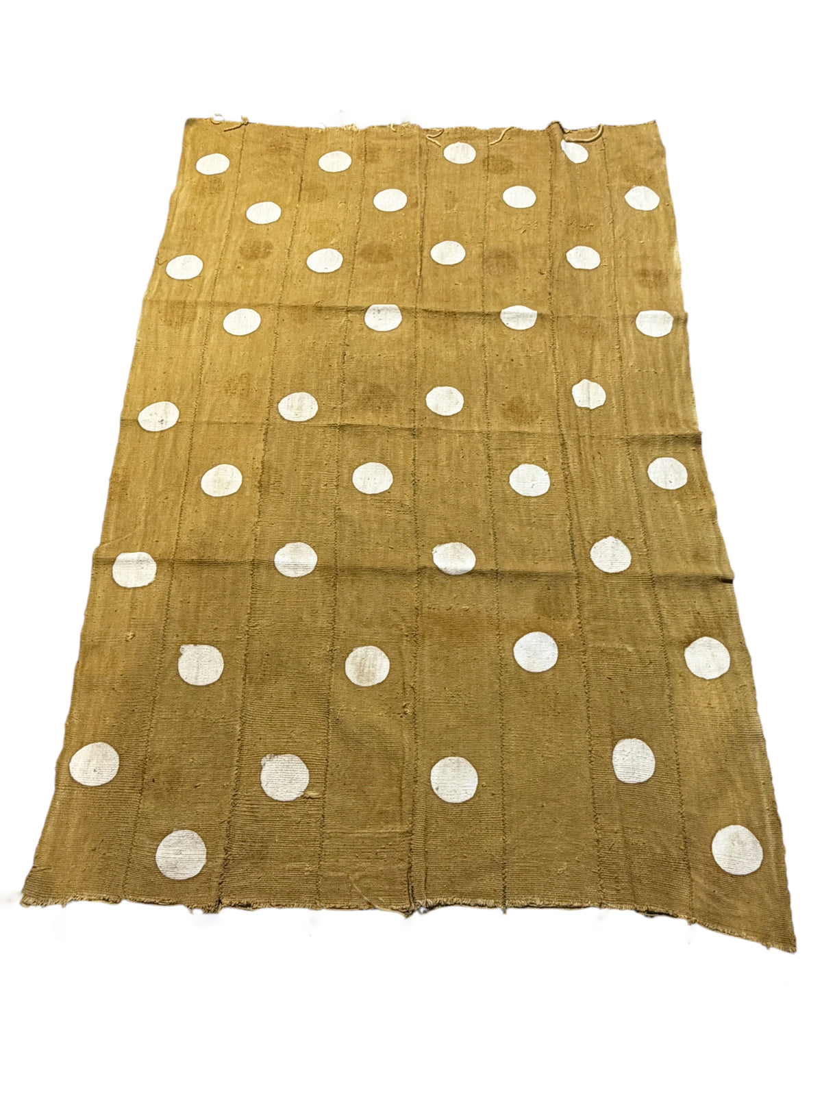 #7422/194 African Large Mustard & White Mud Cloth Textile Mali 66" by 43"