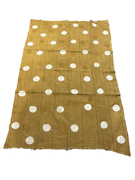 #7422/194 African Large Mustard & White Mud Cloth Textile Mali 66" by 43"