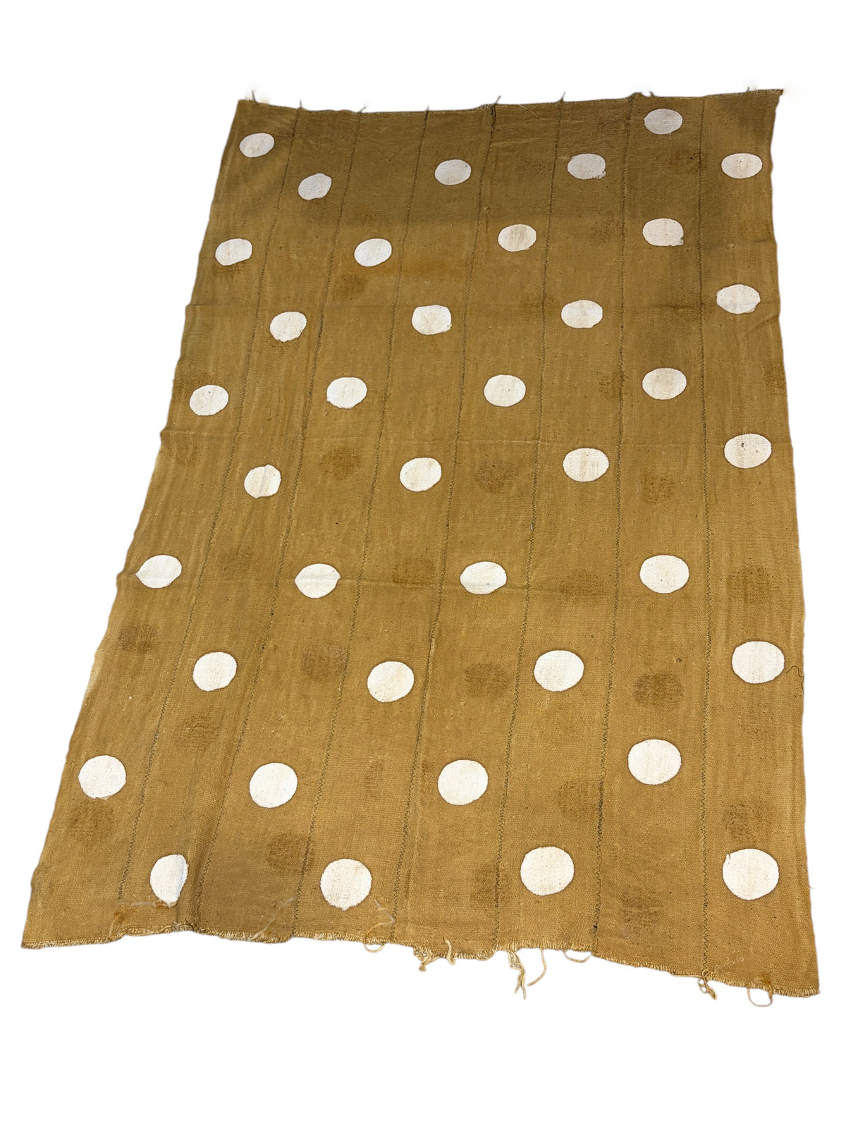 #7422/194 African Large Mustard & White Mud Cloth Textile Mali 66" by 43"