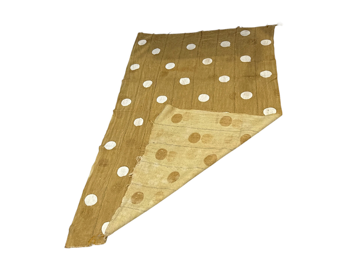 #7422/194 African Large Mustard & White Mud Cloth Textile Mali 66" by 43"