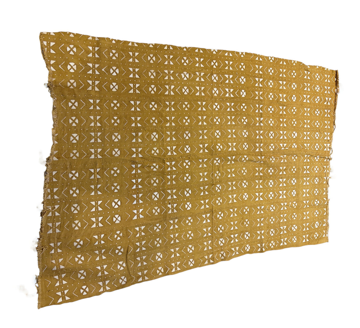 #7421C/193C African Large Mustard & White Mud Cloth Textile Mali 64" by 43"
