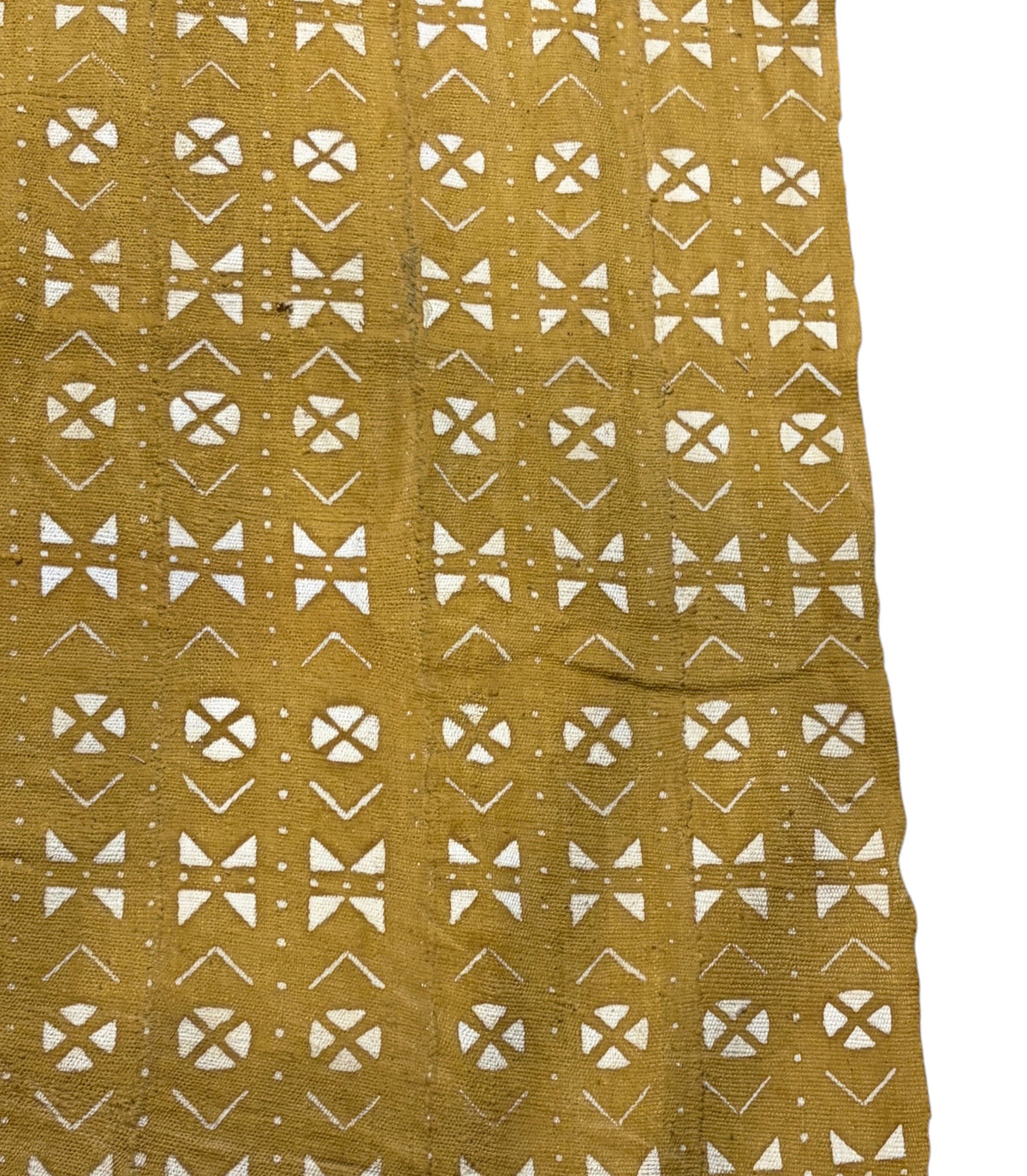 #7421C/193C African Large Mustard & White Mud Cloth Textile Mali 64" by 43"