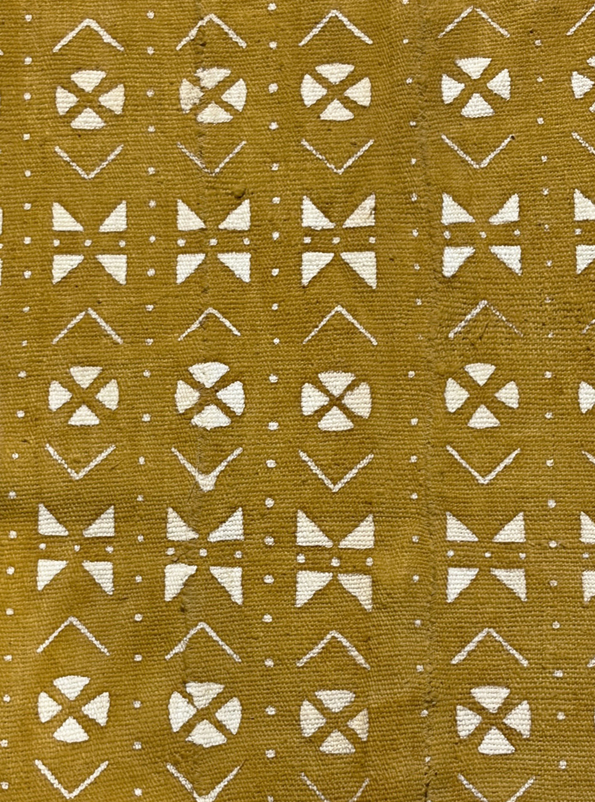 #7421C/193C African Large Mustard & White Mud Cloth Textile Mali 64" by 43"
