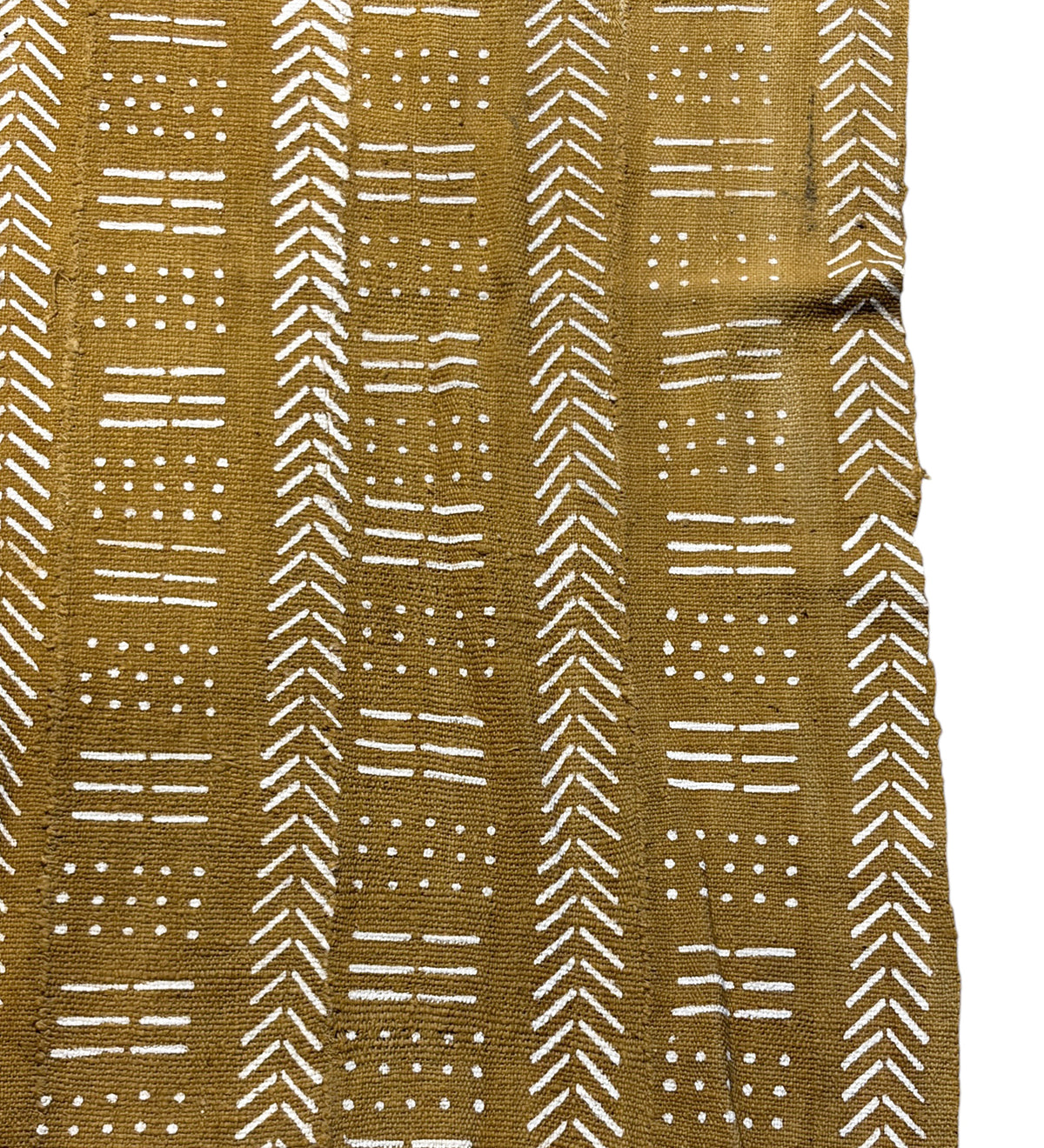 #7427A/203 African Large Mustard & White Mud Cloth Textile Mali 64" by 39"