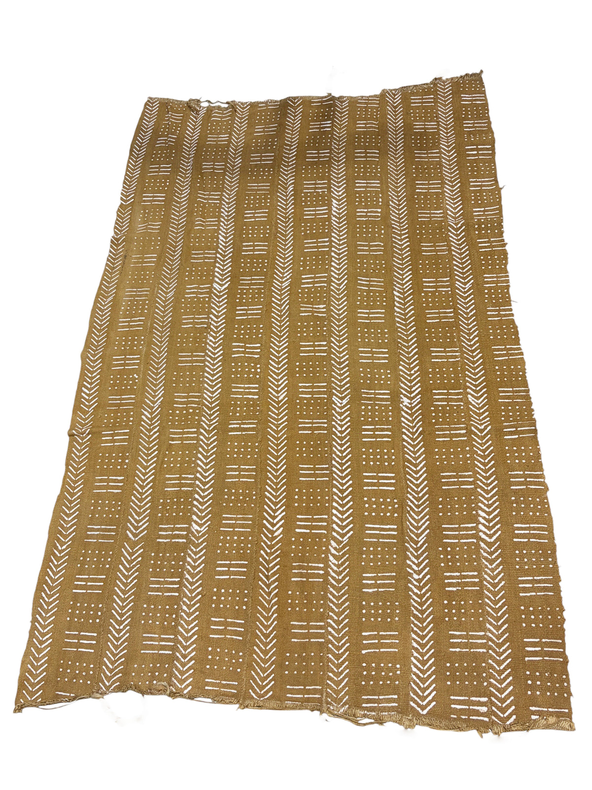 #7427A/203 African Large Mustard & White Mud Cloth Textile Mali 64" by 39"