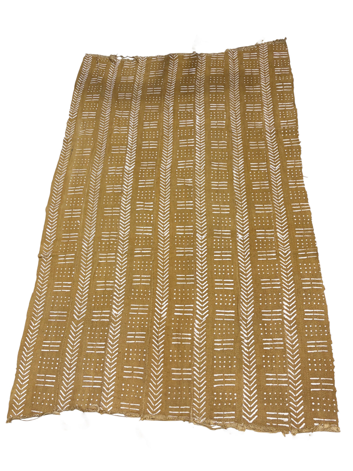 #7427A/203 African Large Mustard & White Mud Cloth Textile Mali 64" by 39"
