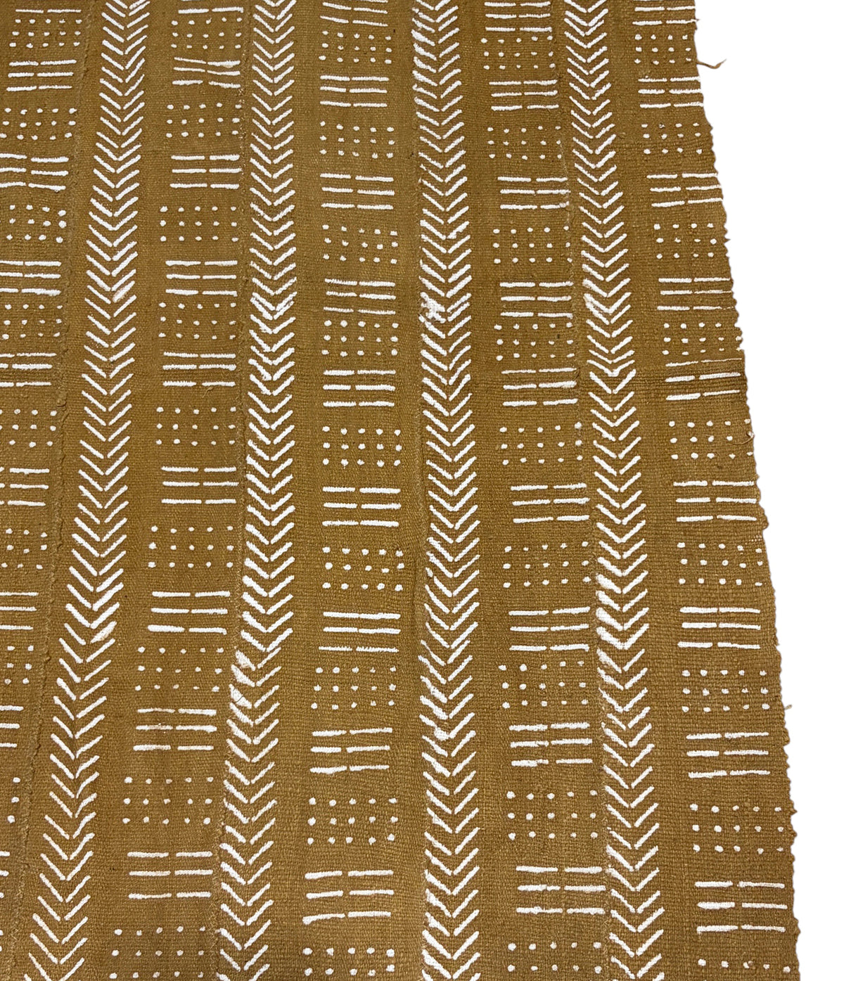 #7427A/203 African Large Mustard & White Mud Cloth Textile Mali 64" by 39"