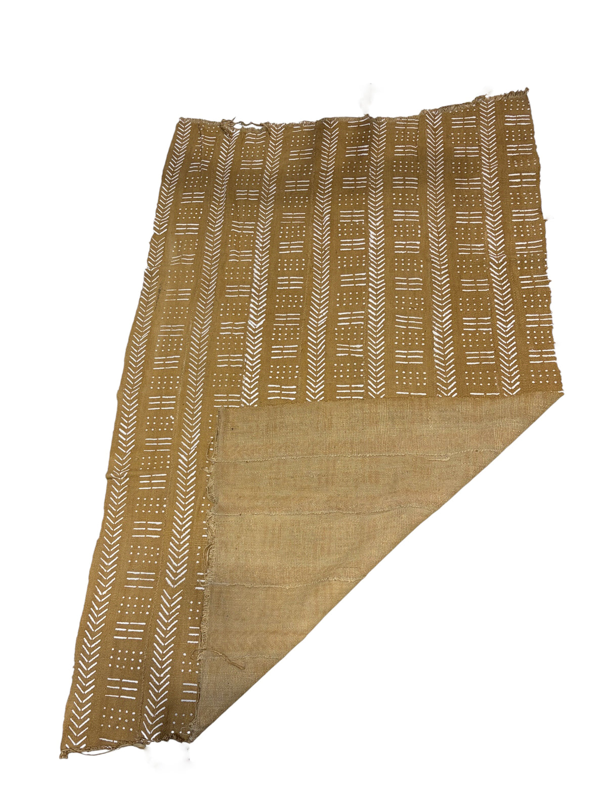 #7427A/203 African Large Mustard & White Mud Cloth Textile Mali 64" by 39"