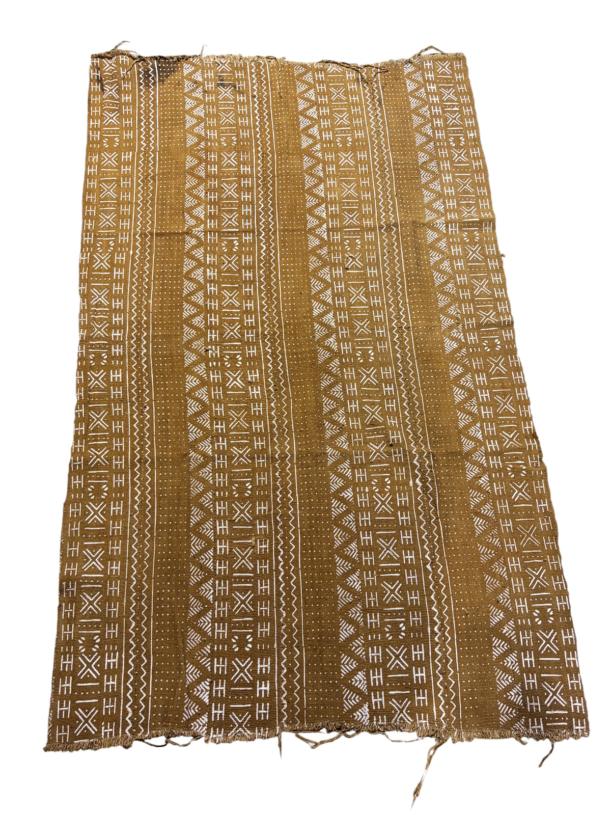 #7425B African Large Mustard & White Mud Cloth Textile Mali 66" by 36.5"