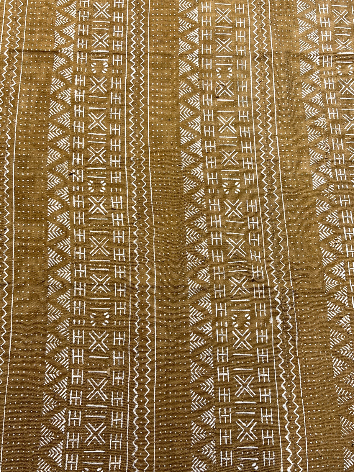 #7425B African Large Mustard & White Mud Cloth Textile Mali 66" by 36.5"
