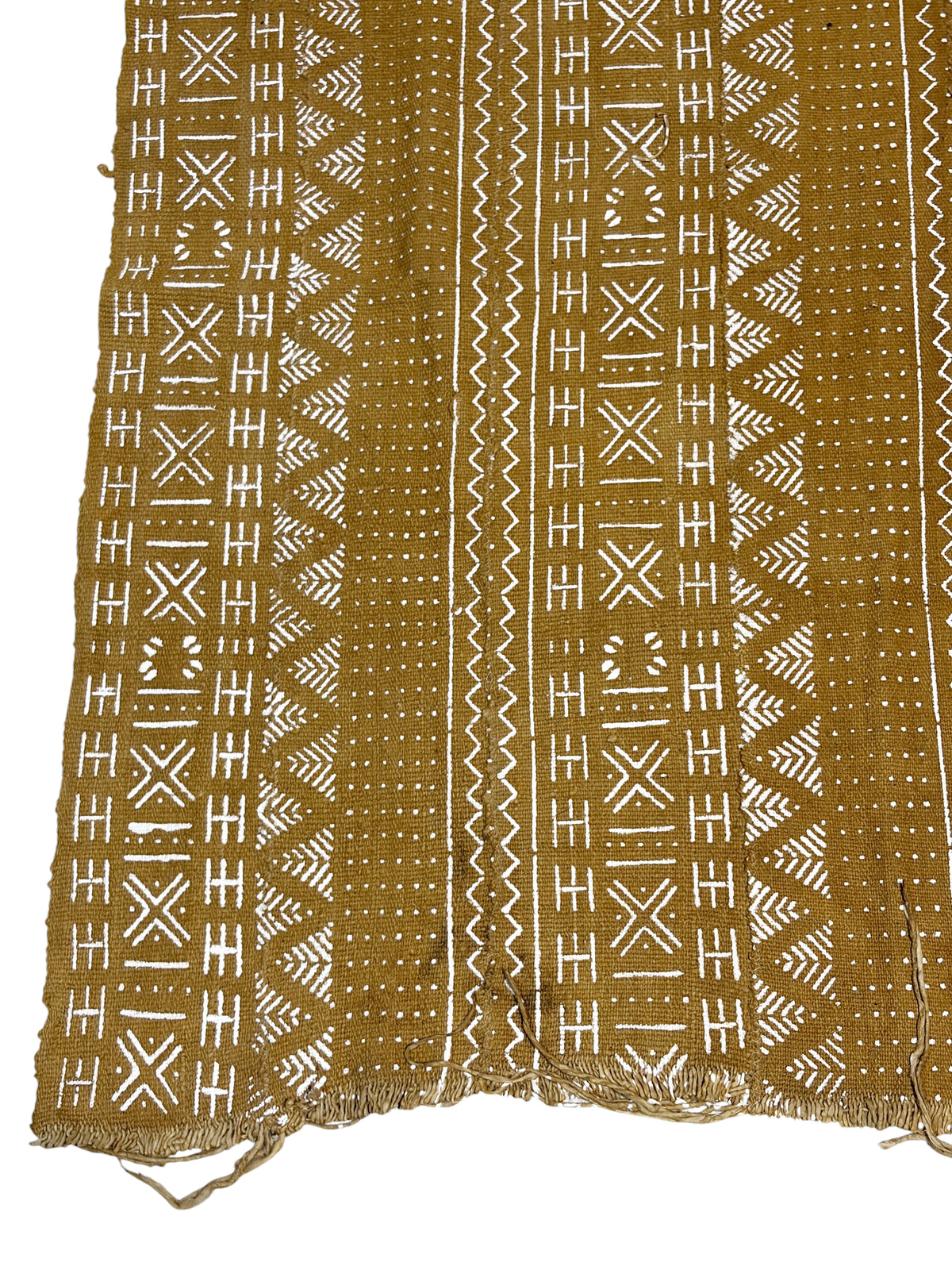 #7425B African Large Mustard & White Mud Cloth Textile Mali 66" by 36.5"