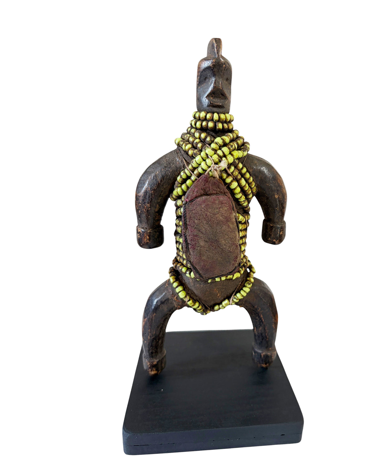 #7167 Vintage  African  Fertility Beaded Doll Cameroon 8.5" H W/Wood Stand