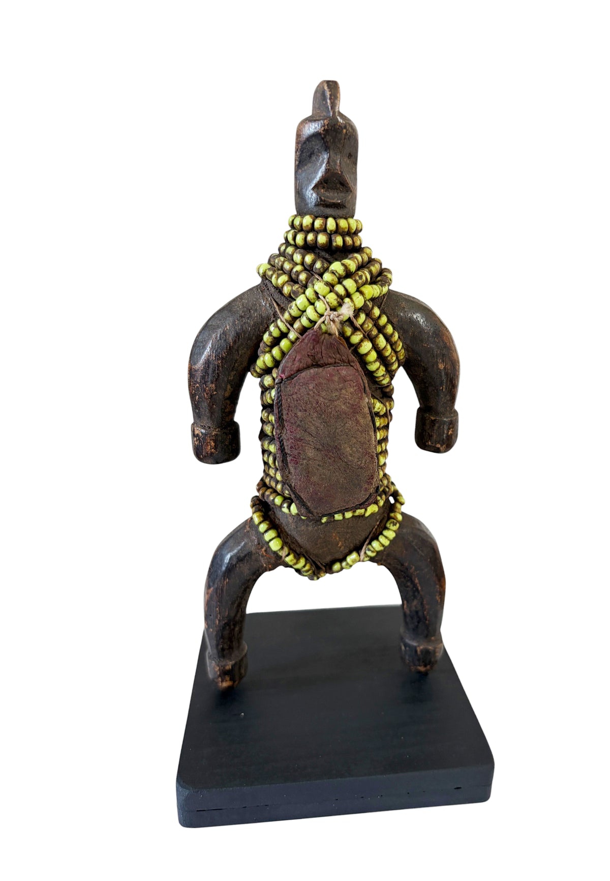 #7167 Vintage  African  Fertility Beaded Doll Cameroon 8.5" H W/Wood Stand