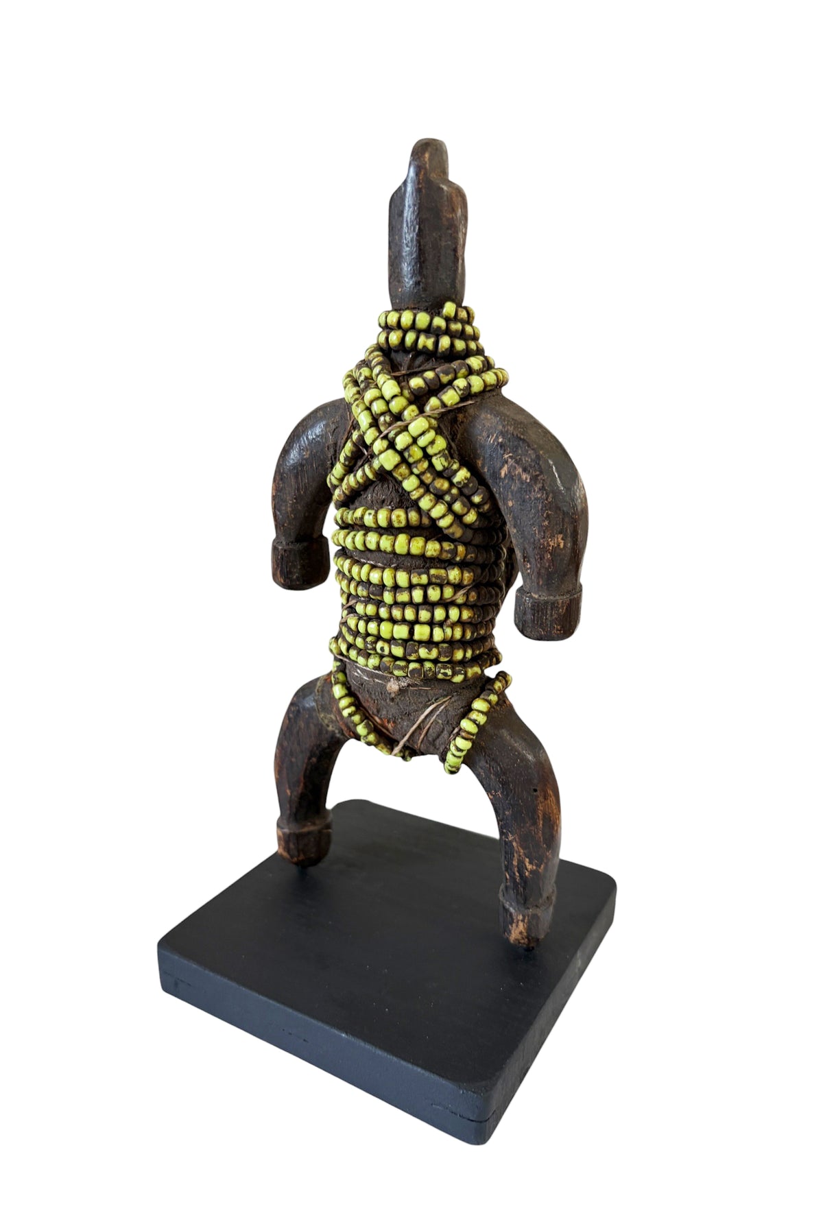 #7167 Vintage  African  Fertility Beaded Doll Cameroon 8.5" H W/Wood Stand