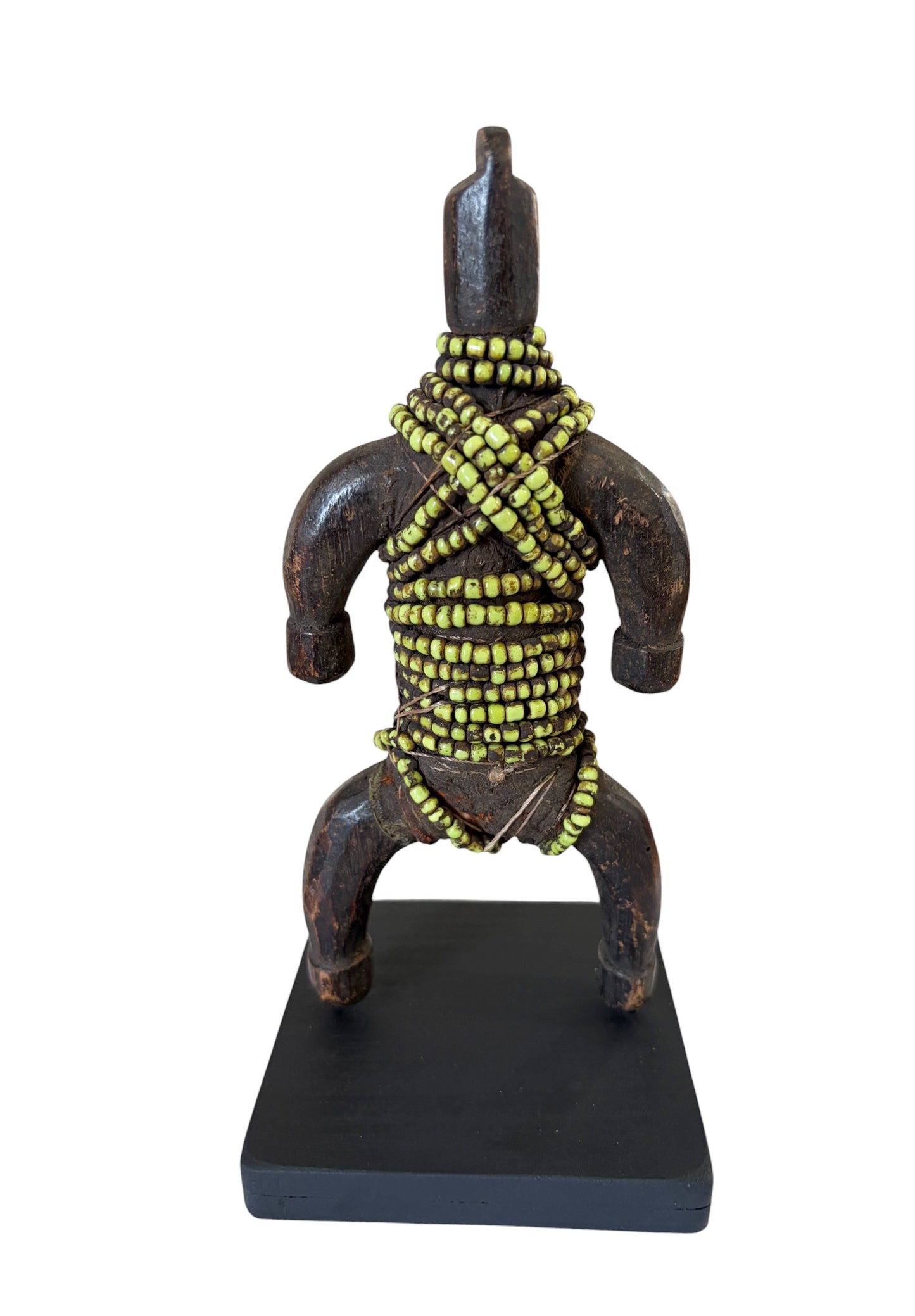#7167 Vintage  African  Fertility Beaded Doll Cameroon 8.5" H W/Wood Stand