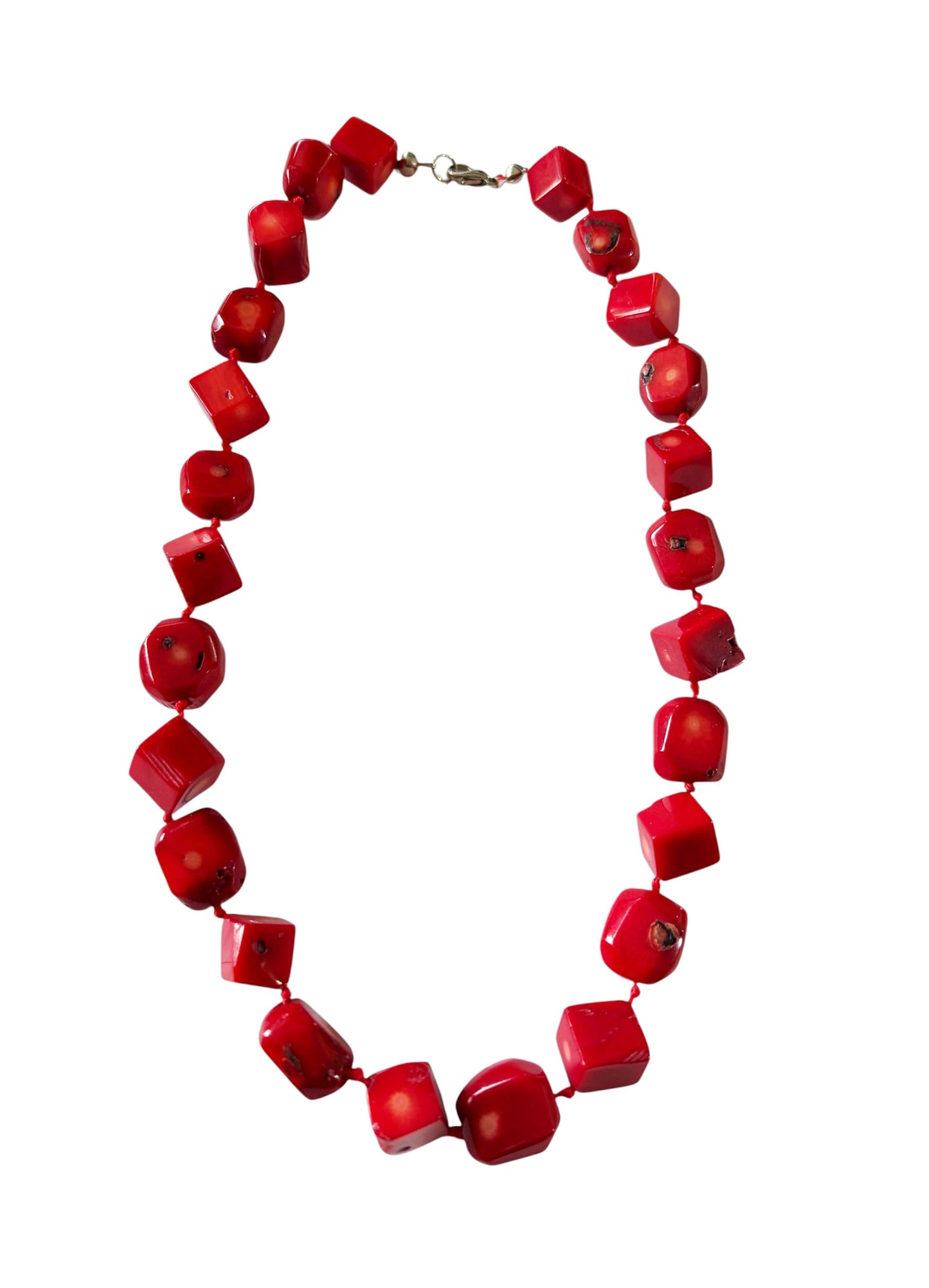 # 137 Superb Nepalese  Natural Red Coral  Beads Chocker Necklace 25 beads