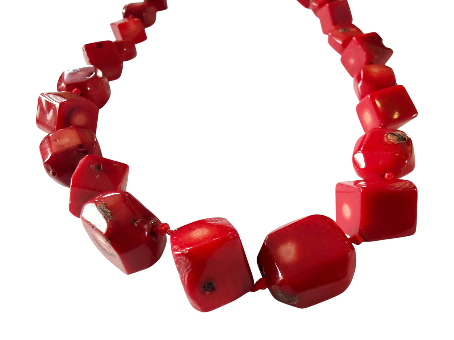 # 137 Superb Nepalese  Natural Red Coral  Beads Chocker Necklace 25 beads