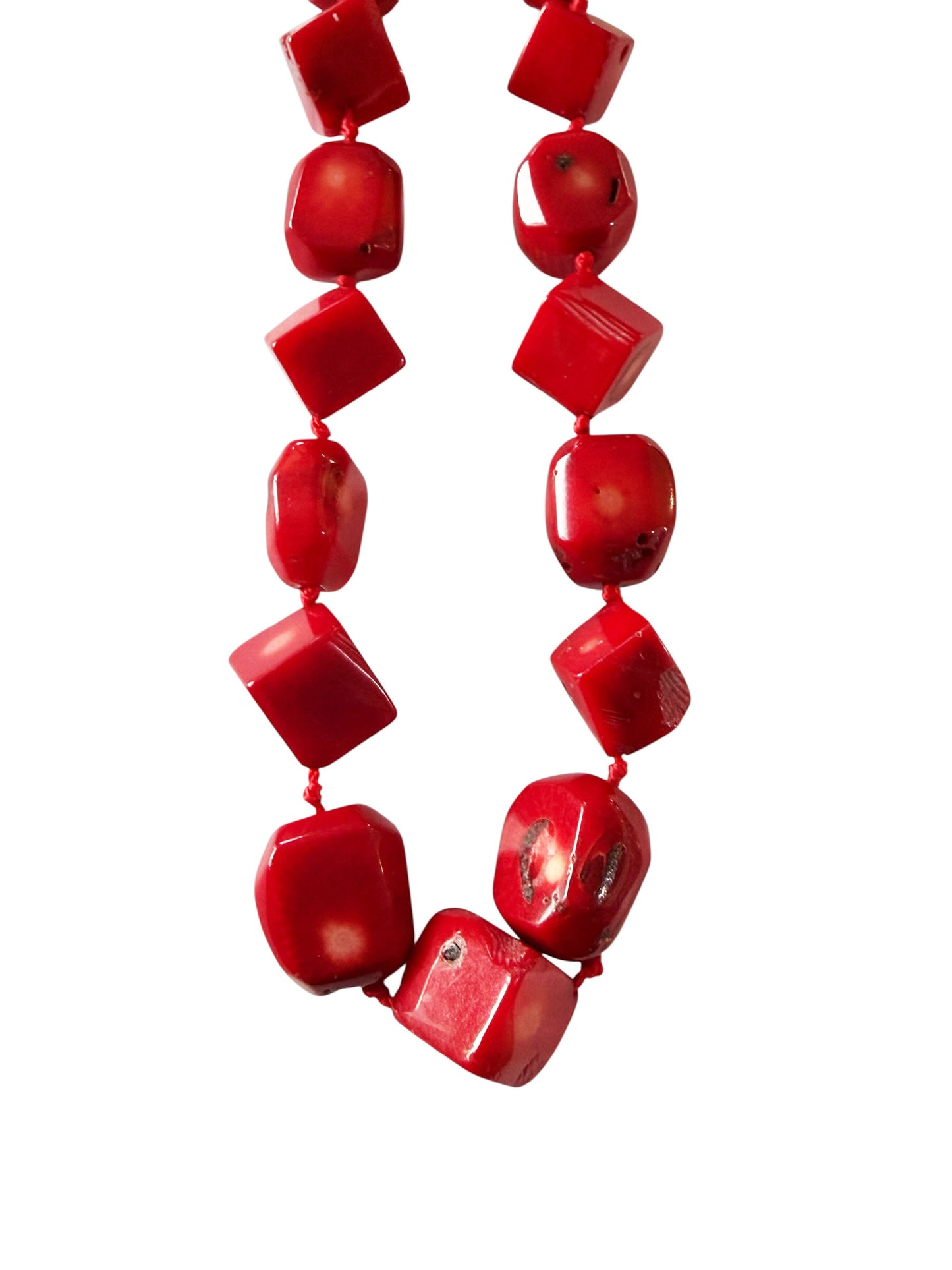 # 137 Superb Nepalese  Natural Red Coral  Beads Chocker Necklace 25 beads