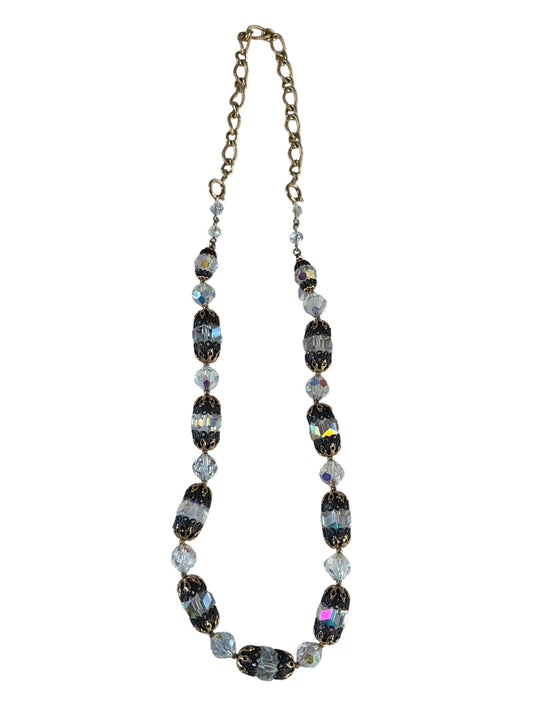 #61 Vintage Czech  Cristal  Necklace with gold Tone chain