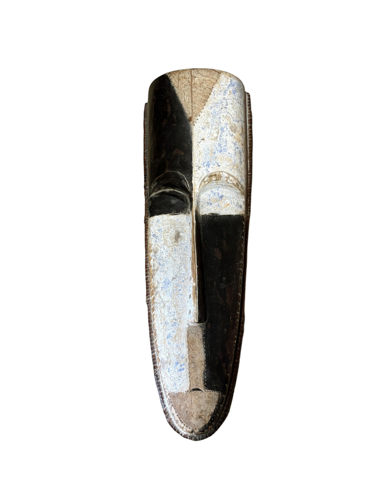 # 1291  Vintage Large  Fang Mask Elongated Face Gabon African Mask 32.25" H